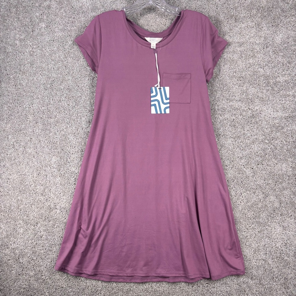 Market & Spruce Maternity Mauve Short Sleeve Pocket T-Shirt Dress Medium NWT